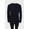 Темно-синій вовняний светр