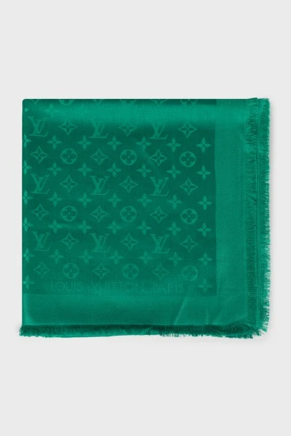 Зелений шарф у фірмовий принт