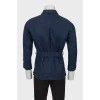 Мужской темно-синий пиджак с поясом 