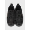 Кожаные черные кроссовки 