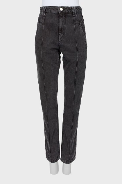 Темно-сірі джинси з рельєфними швами