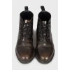 Кожаные темно-коричневые ботинки 