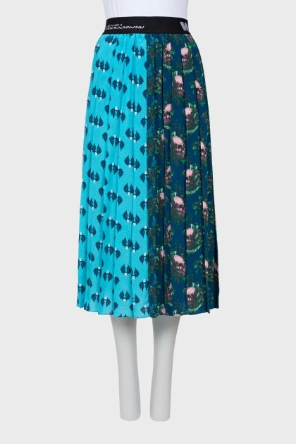 Шелковая юбка в комбинированный принт 