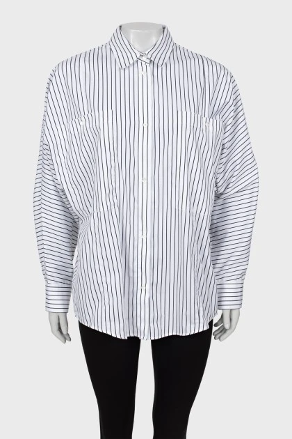 Черно-белая рубашка в принт-полоску