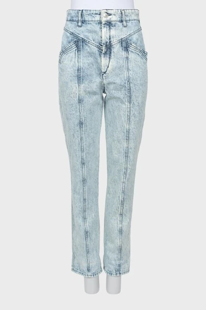 Зауженные джинсы с рельефными швами