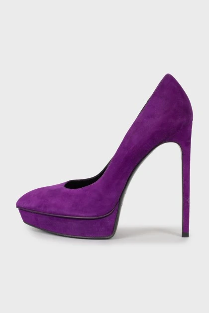 Фиолетовые замшевые туфли 