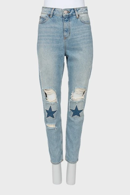 Декоровані джинси з рваним ефектом