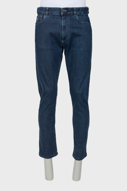 Мужские темно-синие джинсы прямого кроя