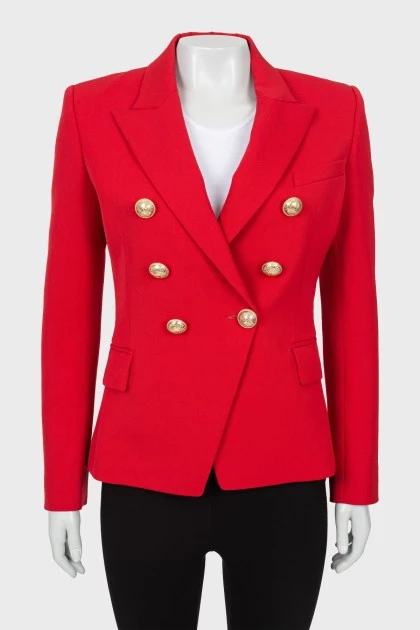 Шерстяной пиджак красного цвета