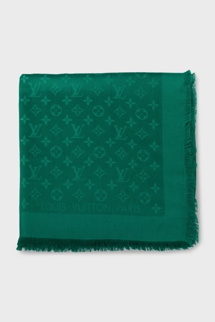 Зеленый шарф из шерсти и шелка