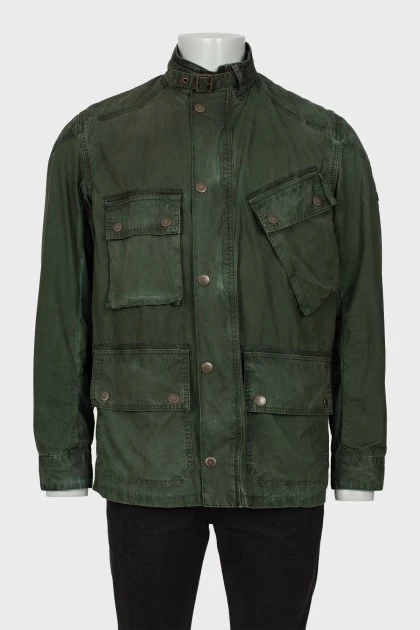 Мужская зеленая куртка с карманами