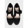 Замшевые черные туфли с квадратным носком