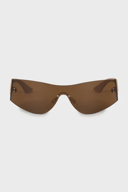 Солнцезащитные очки-маска коричневого цвета