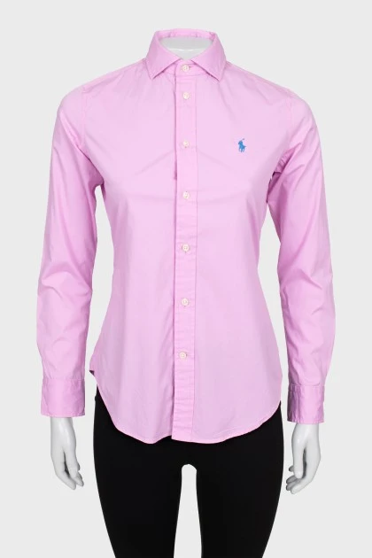 Розовая рубашка с вышитым логотипом