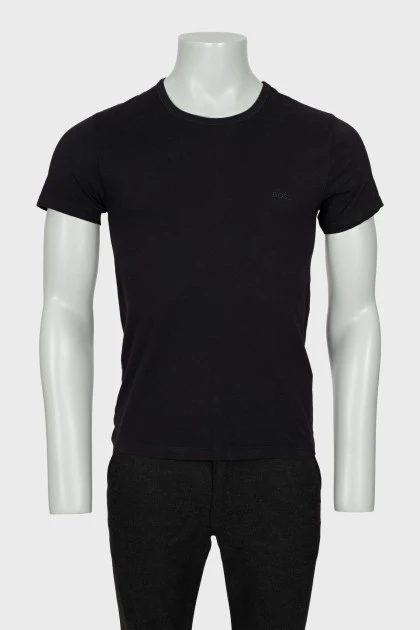 Мужская черная футболка с вышитым логотипом