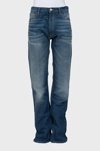 Удлиненные джинсы комбинированного цвета