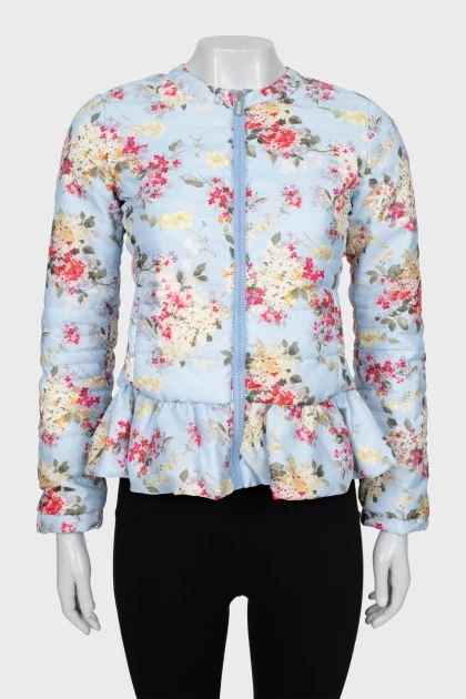 Укороченная куртка в цветочный принт