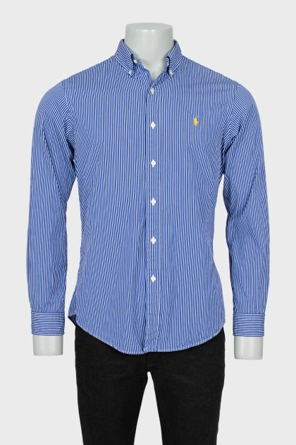 Мужская рубашка в синюю полоску 
