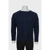 Мужской вязаный свитер синего цвета