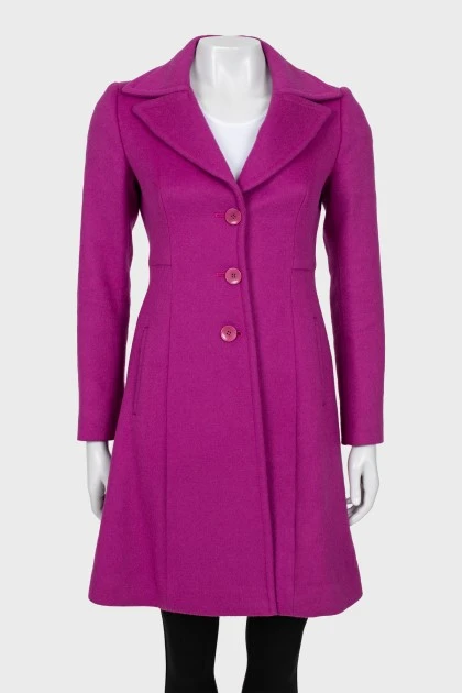 Шерстяное пальто фиолетового цвета