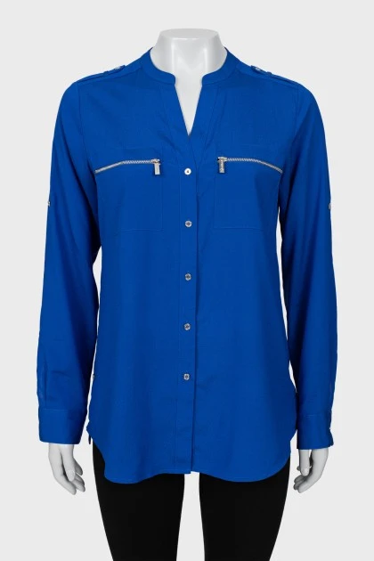 Синя блуза прямого крою
