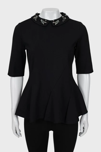 Черная блуза со съемным воротником