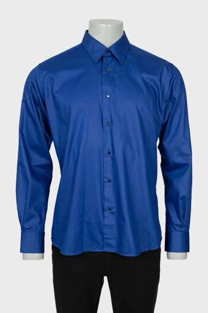 Мужская рубашка на кнопках синего цвета