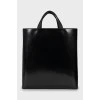 Шкіряна сумка шоппер чорного кольору