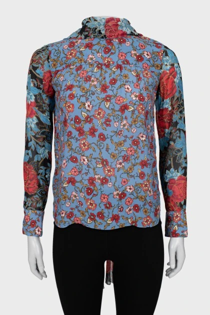 Блуза в квітковий принт із зав'язками