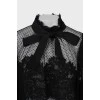 Чорна блуза з сіткою та мереживом