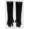 Подовжені чорні рукавички із замші