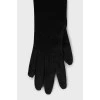 Удлиненные черные перчатки из замши