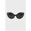 Чорні сонцезахисні окуляри декоровані стразами