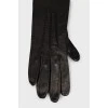 Черные перчатки из кожи