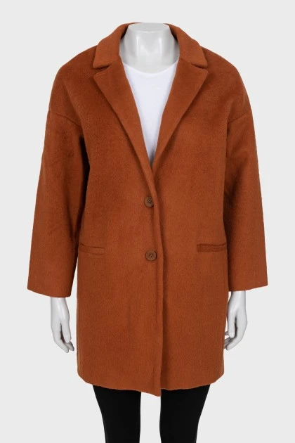 Укороченное пальто с коротким ворсом