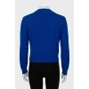 Вязаный синий свитер с рельефным принтом