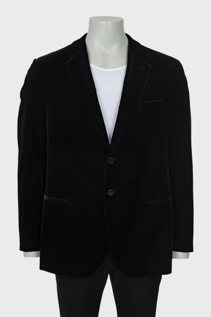 Мужской велюровой пиджак черного цвета