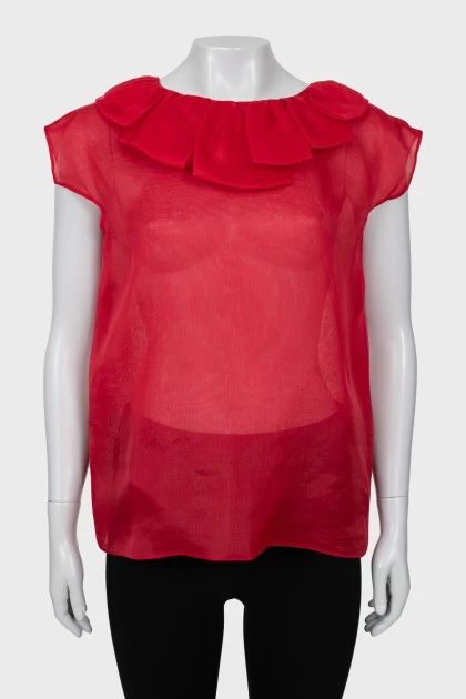 Прозора блузка червоного кольору