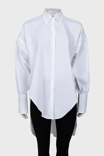Белая рубашка удлиненная сзади