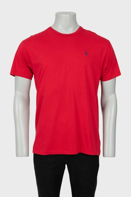 Мужская красная футболка с фирменным принтом