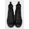 Кожаные черные ботинки на шнуровке