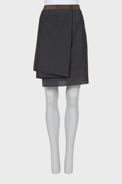 Шерстяная юбка с контрастным поясом