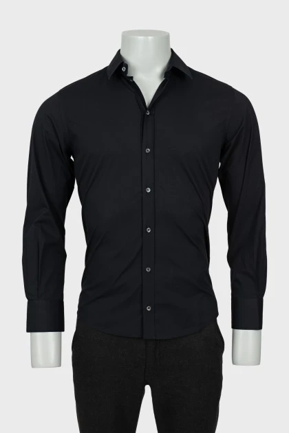 Мужская приталенная рубашка черного цвета