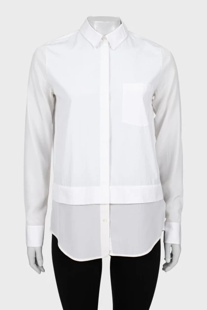 Прямая рубашка белого цвета с карманом