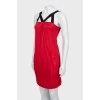 Красное платье мини с карманами