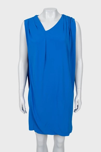 Синя сукня з асиметричним коміром