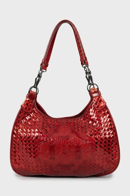 Плетена сумка червоного кольору