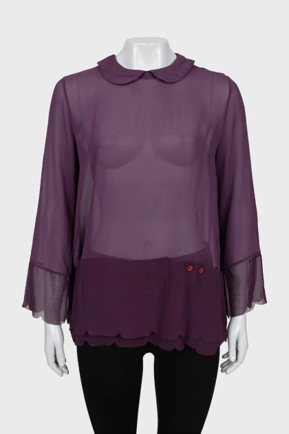Прозора блуза фіолетового кольору