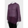 Прозрачная блуза фиолетового цвета