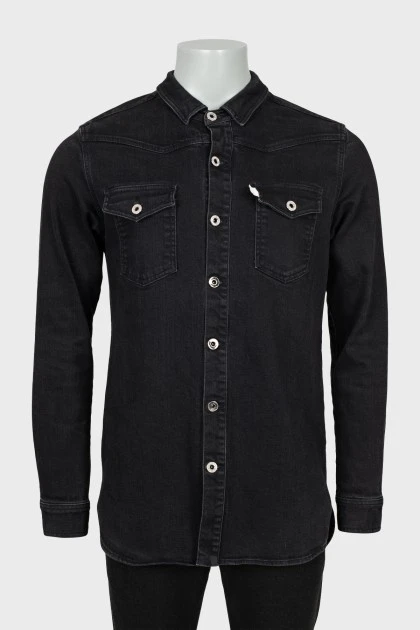 Мужская джинсовая рубашка черного цвета